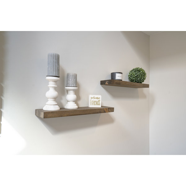 Gracie Oaks 2 Piece Pine Solid Wood Floating Shelf & Reviews
